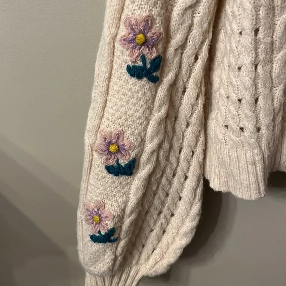 Altar’d State Embroidered Sweater Light Pink - M - Picture 2 of 3